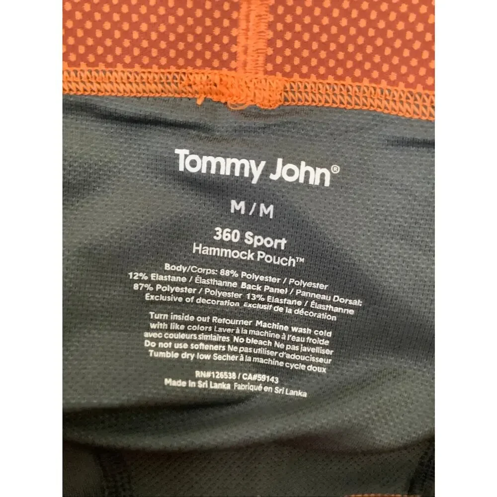 Tommy John Men's Medium Gray Orange 360 Sport Hammock Pouch Boxer Brief C4-9